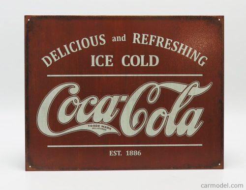 Edicola - Accessories Metal Plate - Coca-Cola Delicious And Refreshing Ice Cold Est 1886 Red