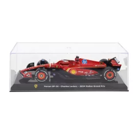   Edicola - FERRARI F1 SF-24 TEAM SCUDERIA FERRARI N 16 WINNER MONZA ITALY GP 2024 CHARLES LECLERC - CON VETRINA - WITH SHOWCASE RED BLACK