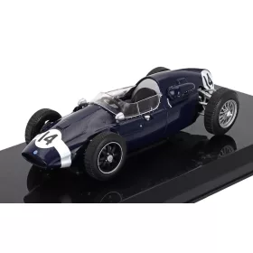   Edicola - COOPER F1 T51 N 14 SEASON 1959 STIRLING MOSS - CON VETRINA - WITH SHOWCASE BLUE WHITE