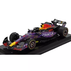   Edicola - RED BULL F1 RB19 TEAM ORACLE RED BULL RACING N 1 WORLD CHAMPION WINNER LAS VEGAS USA GP 2023 MAX VERSTAPPEN - CON VETRINA - WITH SHOWCASE PURPLE YELLOW RED