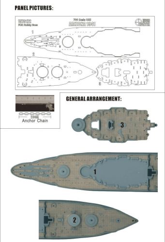 Flyhawk - Holzdeck  für USS Arizona 1941 (Hobby Boss 83401)