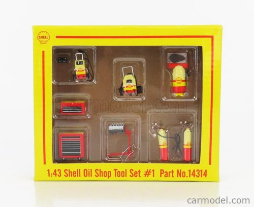 Gmp - Accessories Set Officina Garage Tool Set Shell Oil Yellow Red