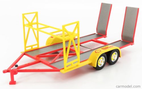 Gmp - Accessories Carrello Trasporto Auto 2-Assi - Car Transporter Trailer Sheel Oil Yellow Red Grey