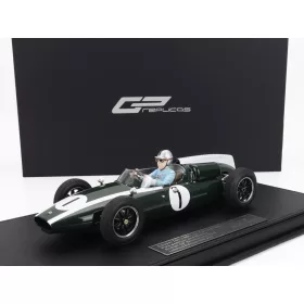   GP Replicas - COOPER F1  T53 N 1 POLE POSITION WINNER BRITISH SILVERSTONE GP WORLD CHAMPION (with pilot figure) 1960 JACK BRABHAM GREEN