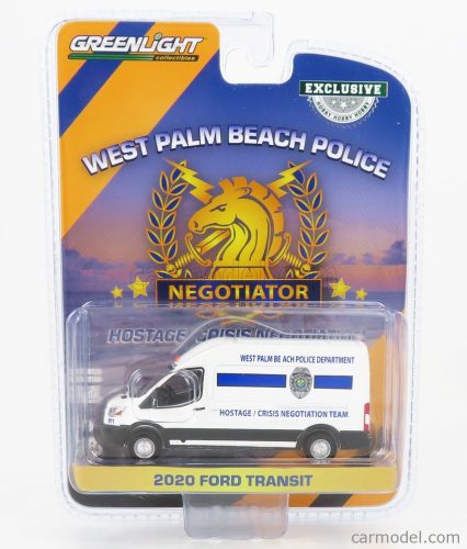 Greenlight - Ford England Transit Van Lwb High Roof West Palm Beach Florida Police Department Hostage-Crisis Negotiation Team 2020 White