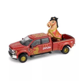   Greenlight - 2022 Ford F-450 - Chinese Zodiac 2026 Year of the Horse with Horse Accessory - Acrylic Box Packaging (New Tooling)
