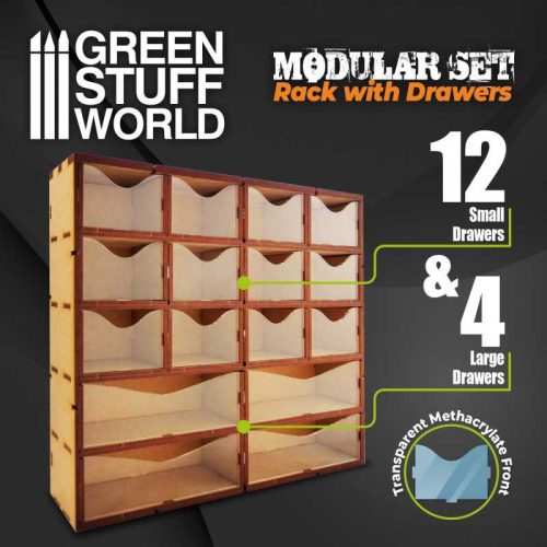 Green Stuff World - Mdf Vertical Rack With Drawers (12+4 Drawers)