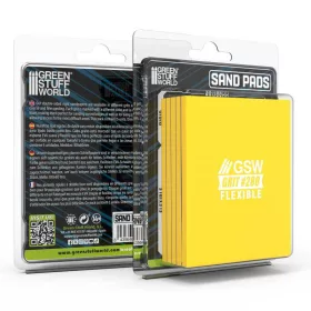   Green Stuff World - Flexible Sand Pads 100x80mm - 5mm - Grit #280 Color OCHRE (Pack x5)