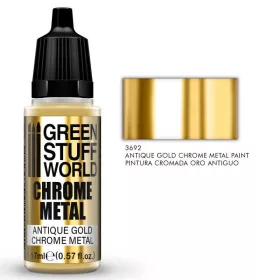   Green Stuff World - Chrome Metal Paint - Antique Gold Color 17Ml