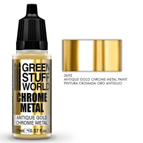 Green Stuff World - Chrome Metal Paint - Antique Gold Color 17Ml