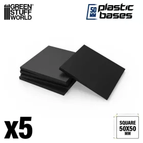 Green Stuff World - Plastic Square Base 50mm - PACKx5