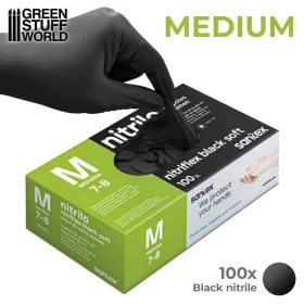Green Stuff World - Black Nitrile Gloves - Medium 100 pcs