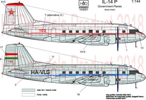Had models - IL-14 P Government plane decal sheet / Kormnánygép matrica 1:144