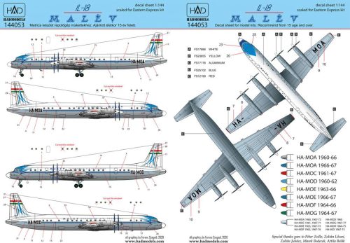 Had models -  Il-18 ”Retro” 60's yearsMALÉV decal sheet 1:144