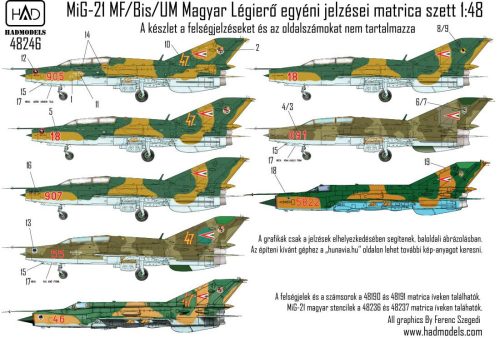 Had models - MiG-21 MF/ Bis/UM Hungarian Air Force insignias decal sheet 1:48