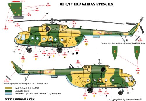 HAD models - Mi-8 (Hungarian 10423 IFOR, 10426, Kirgizian 05, Cambodia-19)  reprint