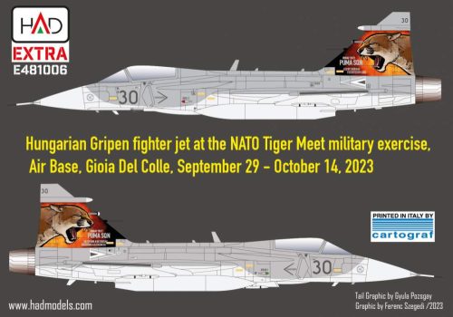 HAD models - Jas-39 Gripen Tigermeet 2023 HUNAF decal sheet