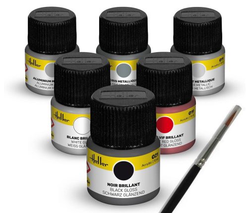 Heller - Colour Set Sports Car Acrylic 6 x 12 ml + Brush