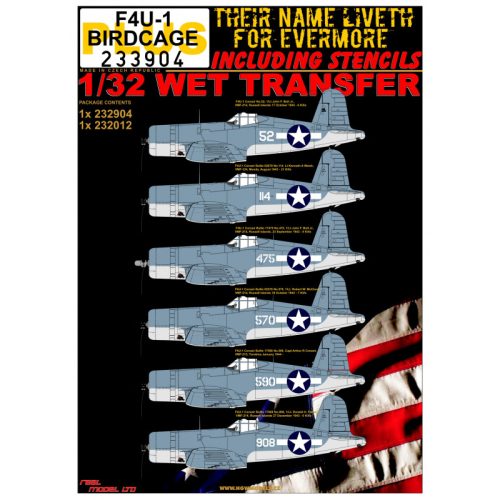 HGW Models - 1/32 F4U-1 Corsair - Birdcage - PLUS - Wet Transfers