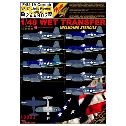 HGW Models - 1/48 F4U-1A Corsair VF-17  "Jolly Rogers" - Part 2 - Wet Transfers