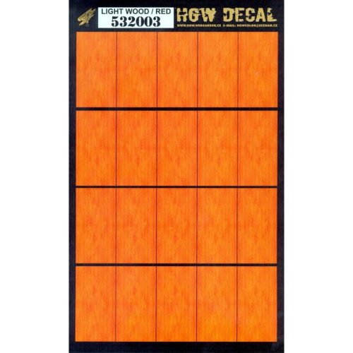 HGW Models - 1/32 Light Wood - Red Tone - Decals Wood Grain - transparent 20 pc. of 60 x 32 mm