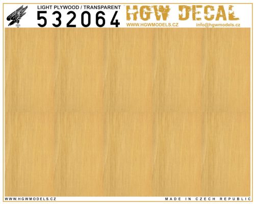 HGW Models - 1/32 Light Plywood - Decals Wood Grain - transparent no grid sheet: A5