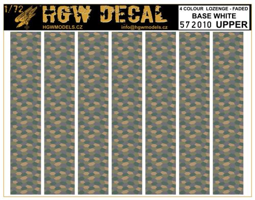 HGW Models - 1/72 4 Colour Lozenge Upper - Decals Wood Grain - base white sheet: A5