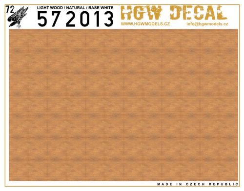 HGW Models - 1/72 Light Wood - Natural - Decals Wood Grain - base white sheet: A5