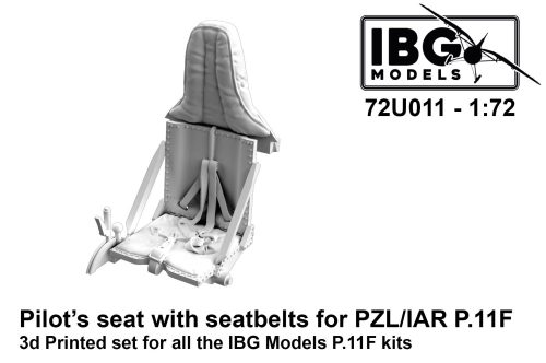 IBG - 1/72 Pilot's seat with seatbelts for PZL/IAR P.11F - 3d printed
