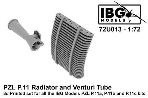 IBG - 1/72 PZL P.11c Radiator and Venturi Tube (3d printed set)