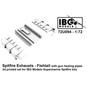   IBG - Supermarine Spitfire Exhausts - Fishtail Type with gun heating pipes - 3d Printed Set