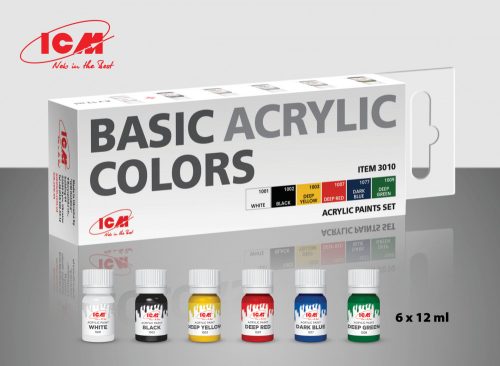 ICM - Acrylic paint set Basic acrylic colors 6  12 ml