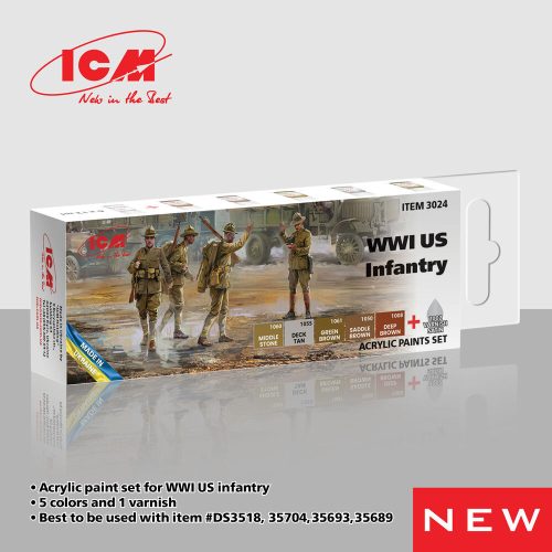 ICM - Acrylic Paint Set for WWI US Infantry 6 ? 12 ml