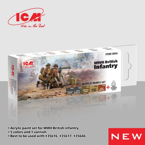 ICM - Acrylic Paint Set for WWII British infantry  6 x12 ml