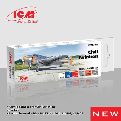 ICM - Acrylic Paint Set for Civil Aviation  6 x12 ml
