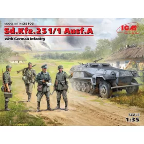   ICM - Sd.Kfz.251/1 Ausf.A With German Infantry harcjármű makett