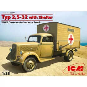   ICM - Typ 2 5-32 with Shelter  WWII German Ambulance Truck harcjármű makett