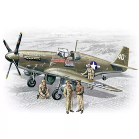   ICM - Mustang P-51 B WWII American Fighter with  USAAF Pilots and Ground Personnel