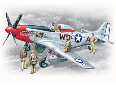 ICM - Mustang P-51D WWII American Fighter with USAAF Pilots and Ground Personnel