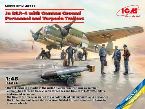 ICM - Ju 88A-4 with German Ground Personnel and Torpedo Trailers