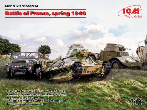 ICM - Battle of France, spring 1940. French combat vehicles  (Panhard 178 AMD-35, FCM 36, Laffly V15T)