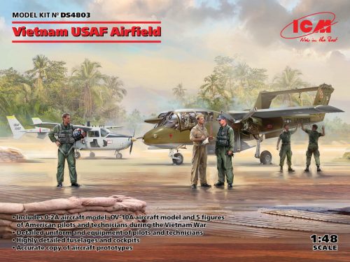ICM - Vietnam USAF Airfield (Cessna O-2A, OV-10А Bronco, US Pilots & Ground Personnel (Vietnam War) (5 figures))