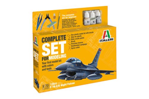 Italeri - 1:72 F-16 C/D Night Falcon - Complete Set For Modeling - Starter kit