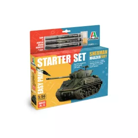   Italeri - American medium tank M4A3E8 Sherman Fury - Starter Set "Easy Paint" - Includes Glue 3 Acrylic Brush Markers tank makett