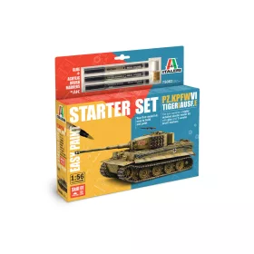   Italeri - German heavy tank Pz. Kpfw. VI Tiger I Ausf. E - Starter Set "Easy Paint" - Includes Glue 3pcs. Acrylic Brush Markers tank makett