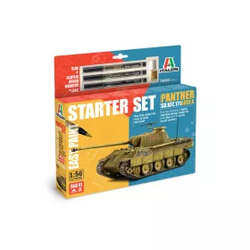   Italeri - German medium tank Panther Sd.Kfz.171 Ausf. A - Starter Set "Easy Paint" - Includes Glue 3 pcs. Acrylic Brush Markers tank makett