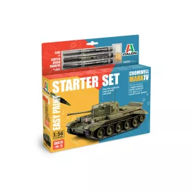   Italeri - British cruiser tank Cromwell Mk.IV - Starter Set "Easy Paint" - Includes Glue 3 pcs. Acrylic Brush Markers tank makett