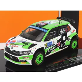   Ixo-Models - SKODA FABIA RALLY2 EVO N 21 RALLY ESTLAND 2022 A.MIKKELSEN - T.ERIKSEN GREEN WHITE BLACK