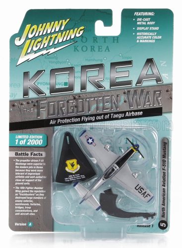Johnny Lightning - NORTH AMERICAN F51D MUSTANG MILITARY AIRPLANE 1945 SILVER BLACK