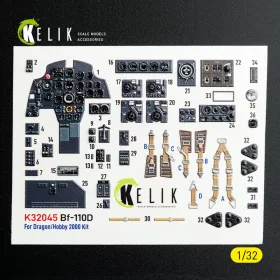   Kelik - Bf-110D - interior 3D decals for Dragon/Hobby 2000 kit